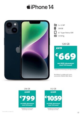 Base Iphone 14 128 gb aanbieding