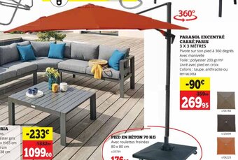 Dema PARASOL EXCENTRÉ CARRÉ PARIS 3 X 3 MÈTRES aanbieding