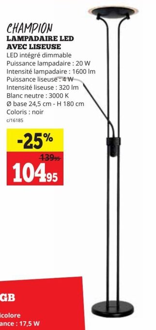 Dema CHAMPION LAMPADAIRE LED AVEC LISEUSE aanbieding