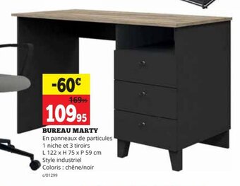 Dema BUREAU MARTY L 122 x H 75 x P 59 cm aanbieding