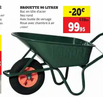BROUETTE 90 LITRES Bac en tôle d'acier Nez rond