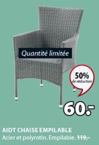 Jysk AIDT CHAISE EMPILABLE Acier et polyrotin. Empilable. aanbieding