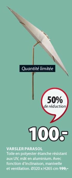 Jysk VARSLER PARASOL aanbieding