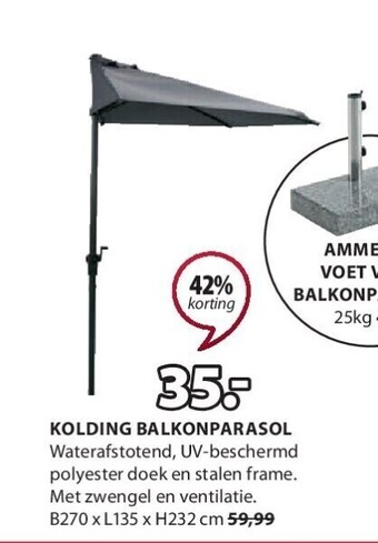 Jysk KOLDING PARASOL DE BALCON aanbieding