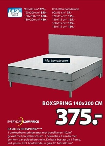 Jysk BASIC C5 SOMMIER TAPISSIER aanbieding