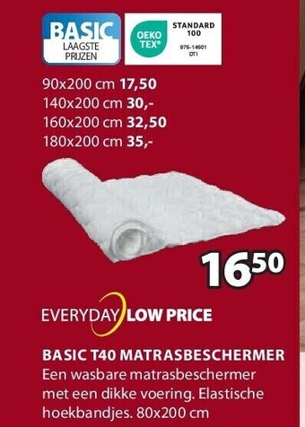 Jysk BASIC T40 PROTÈGE-MATELAS aanbieding