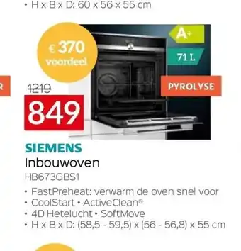 Inbouwoven hb673gbs1