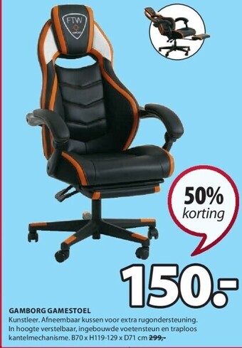 Jysk GAMBORG CHAISE GAMING aanbieding