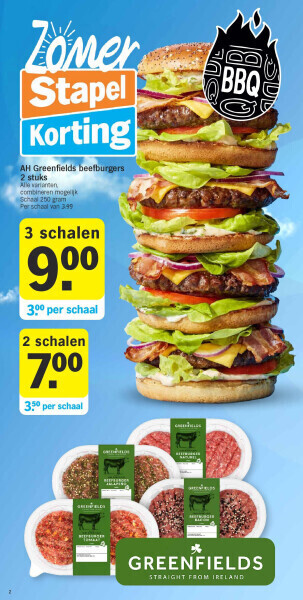Albert Heijn Ah greenfields beefburgers 2 stuks aanbieding