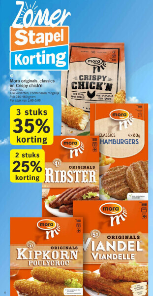 Albert Heijn Mora originals, classics en crispy chick'n aanbieding