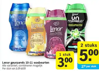 Albert Heijn Lenor geurparels 10-11 wasbeurten aanbieding