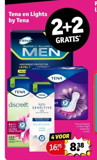 Kruidvat Tena en lights by tena aanbieding