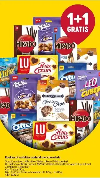 Delhaize Koekjes of wafeltjes omhuld met chocolade aanbieding