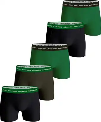 Bol.com Björn borg boxershort cotton stretch- onderbroeken - boxer - 5 stuks - heren - maat l - groen/zwart aanbieding