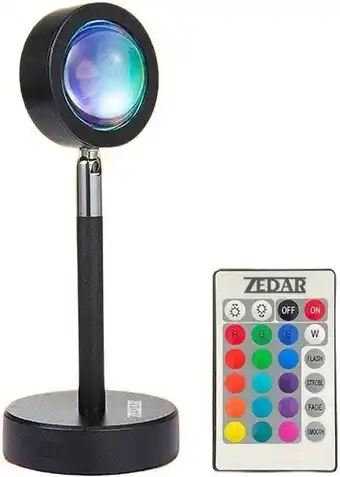 Zedar - sunset lamp – tiktok lamp – sfeerverlichting binnen – 16 kleuren – led – afstandsbediening – 360 graden draaibaar - c