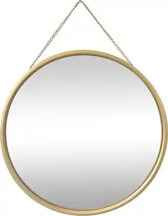 Bol.com Lw collection wandspiegel met touw goud rond 50x50 cm metaal - grote spiegel muur - industrieel - woonkamer gang - badkamersp aanbieding