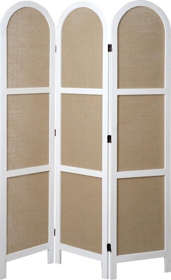 Lw collection kamerscherm wit hout - kamerschermen 3 panelen - scheidingswand 170x120cm - paravent kant en klaar