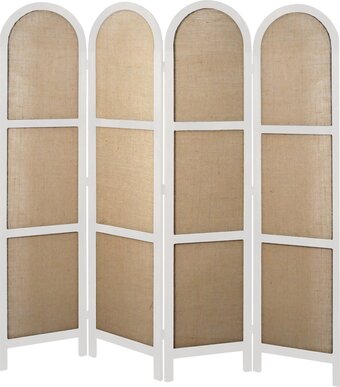 Bol.com Lw collection kamerscherm wit hout - kamerschermen 4 panelen - scheidingswand 170x160cm - paravent kant en klaar aanbieding