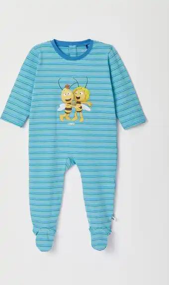Woody kruippakje baby - blauw fijn gestreept - maya de bij - 221-3-cra-z/928 - maat 68