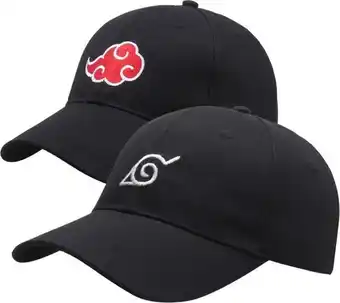 Bol.com Naruto petten set 2 stuks- naruto akatsuki pet + hidden leaf pet - itachi - anime merchandise aanbieding