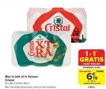 Carrefour Bier in blik of in fl essen cristal aanbieding