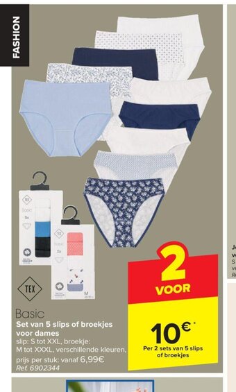 Carrefour Set van 5 slips of broekjes voor dames aanbieding