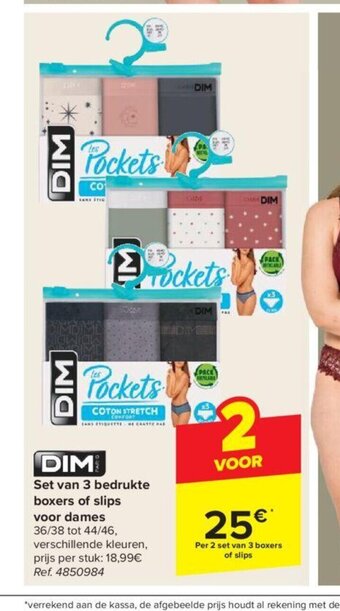 Carrefour Set van 3 bedrukte boxers of slips voor dames aanbieding