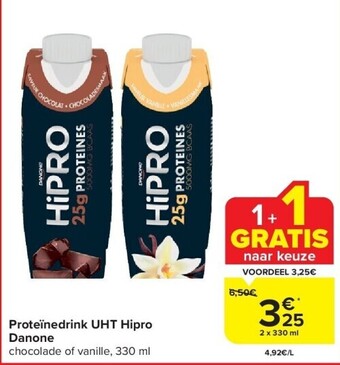 Carrefour Proteïnedrink uht hipro danone aanbieding