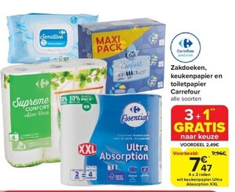 Carrefour Zakdoeken, keukenpapier en toiletpapier carrefour aanbieding