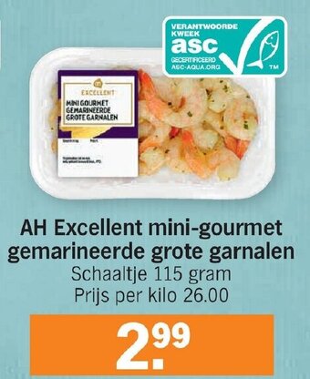 Albert Heijn AH Excellent mini-gourmet gemarineerde grote garnalen aanbieding