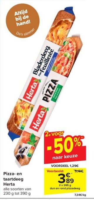 Carrefour Pizza- en taartdeeg herta aanbieding