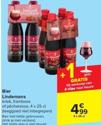 Carrefour Bier lindemans 4x25 cl aanbieding