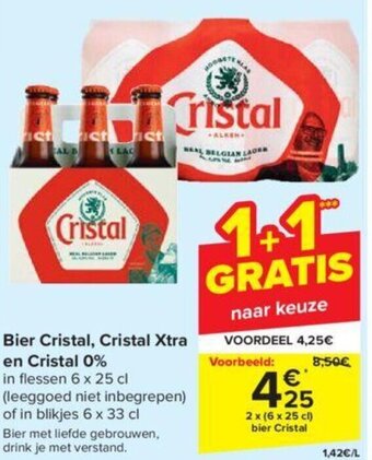 Carrefour Bier cristal, cristal xtra en cristal 0% aanbieding