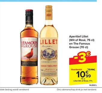 Carrefour Aperitief lillet (wit of rosé, 75 cl) aanbieding