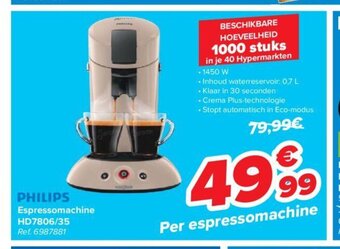 Carrefour Espressomachine HD7806/35 aanbieding