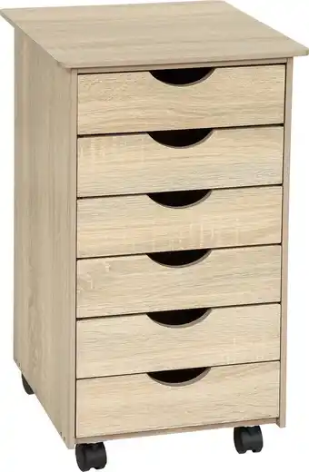 Tectake - ladekast / ladeblok met wieltjes - licht hout, eiken sonoma - 401788