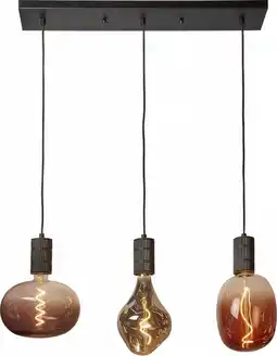 Bol.com Calex retro plafondlamp - 3x e27 - hanglamp industrieel - 10 x 70 cm pendellamp - zwart aanbieding