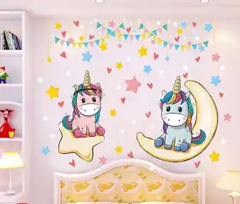 Muursticker eenhoorn - unicorn - kinderkamer - muurdecoratie - wandsticker - sticker voor kinderen 60×90cm 3