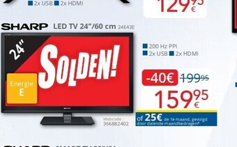 Eldi Sharp led tv 24/60 cm 2443e aanbieding