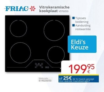Eldi Vitrokeramische kookplaat vst6050 aanbieding