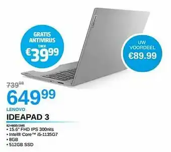 VCD Lenovo ideapad 3 82h800v3mb aanbieding