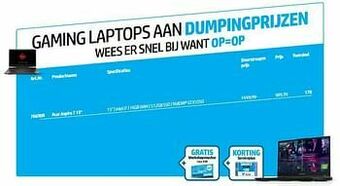 AUVA Acer aspire 7 15`` aanbieding
