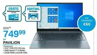 AUVA Hp pavilion 2t4g9ea#uug aanbieding