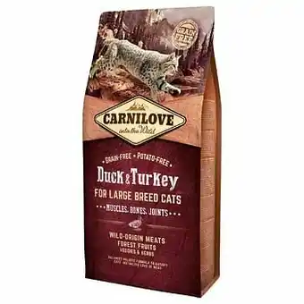 Zooplus 6kg Duck & Turkey for Large Breed Cats Muscles, Bones, Joints Carnilove Kattenvoer aanbieding