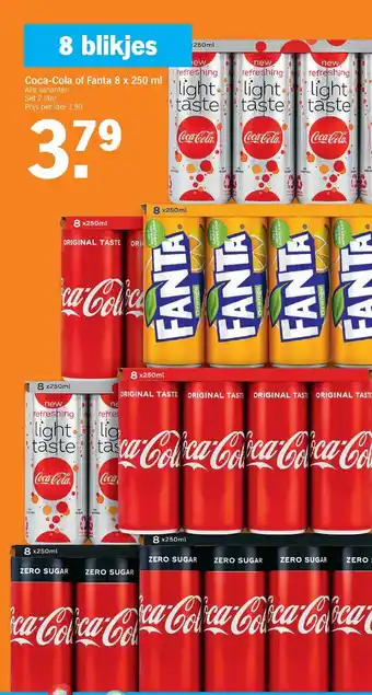Albert Heijn Coca-Cola of Fanta 8 x 250 ml aanbieding