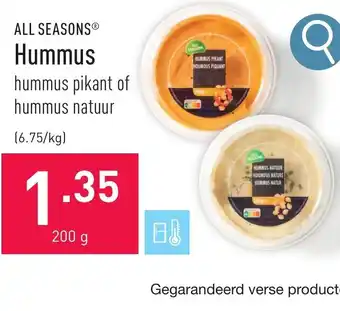 ALDI ALL SEASONS Hummus aanbieding