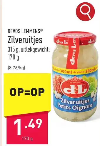 ALDI DEVOS LEMMENS Zilveruitjes aanbieding