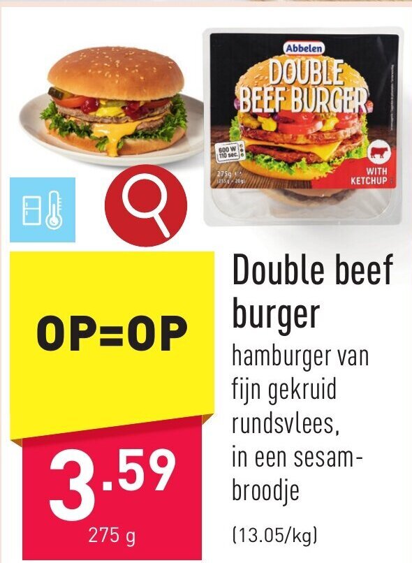 Double beef burger promotie bij ALDI