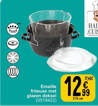 Cora Emaille friteuse met glazen deksel aanbieding