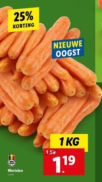 Lidl Wortelen 1KG aanbieding